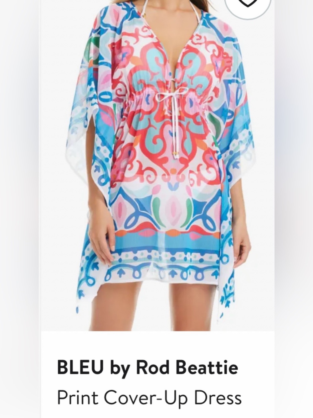 Bleu Rod Beattie Multicolor Printed V-Neck Cover-Up — Blue, Pink & Green